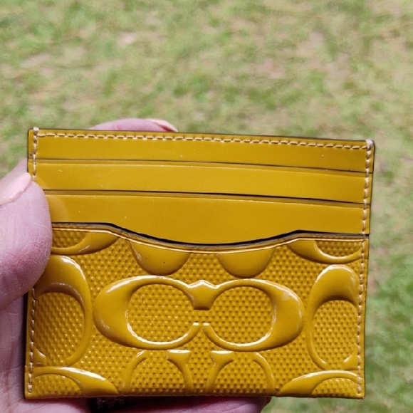 Coach Handbags - Coach Mustard Yellow Embossed Card Holder &78